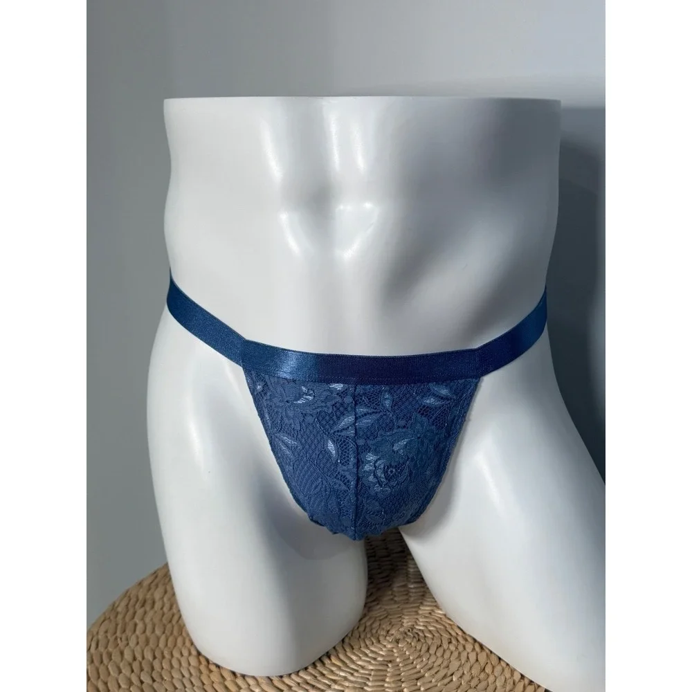 Cosabella Never Say Never Sheer Lace Men's Thong Blue Size‎ XL